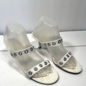 BCBGIRLS Kitten Heel Strappy White Sandals Size 7-1/2B